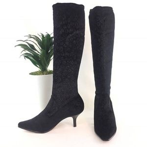 SOLD // Donald Pliner Black Velvet Sock Boots